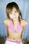  bikini_top highres nagasaki_rina photo shorts striped 