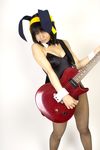  animal_ears asian bow bowtie bunny_ears bunny_girl cosplay costume fishnet_legwear fishnet_stockings fishnets guitar hair_ribbon hair_ribbons happy highres instrument legwear leotard matsunaga_ayaka photo real ribbon suzumiya_haruhi suzumiya_haruhi_no_yuuutsu thighhighs 