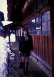  absurdres coat cosplay highres juri_first knee_socks kneehighs photo pleated_skirt scarf school_uniform serafuku skirt snow ueno_juri 