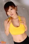  absurdres breasts cleavage highres photo ponytail shorts sports_bra yoshizuki_azusa 