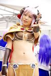  armor bikini_top cosplay demon_girl hanafusa_maki highres horns photo ragnarok_online silver_hair succubus 