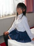  bed blouse cosplay matsunaga_ayaka photo pleated_skirt school_uniform serafuku skirt thigh-highs thighhighs 