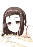  blush brown_eyes brown_hair hairband kouji_(campus_life) monogatari_(series) nisemonogatari sengoku_nadeko short_hair smile solo 