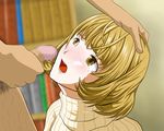  14mm aoki_kou aoki_yuriko bakuman blonde_hair blush censored short_hair yellow_eyes 