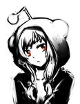  antennae greyscale hood hoodie long_hair monochrome pas_(paxiti) personification red_eyes reddit reddit-tan sidelocks solo spot_color upper_body 