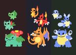  blastoise blue_body bulbasaur charizard charmander charmeleon fire green_body ivysaur nintendo orange_body pok&#233;mon pok&eacute;mon squirtle unknown_artist venusaur video_games wartortle 