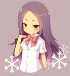  blush breasts inazuma_eleven inazuma_eleven_(series) long_hair purple_eyes purple_hair saru school_uniform short_sleeves simple_background small_breasts touchi_ai 