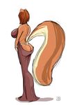 back big_breasts big_tail breasts butt dress female fluffy_tail hair hi_res penny_flynn short_hair solo standing tail thong voluptuous wide_hips zaftigbunnypress 