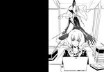  black_rock_shooter bridal_veil chain comic computer dead_master greyscale headphones laptop makacoon monochrome multiple_girls takanashi_yomi veil 