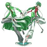  2boys gallade gardevoir green_hair lowres multiple_boys personification pokemon scarf 