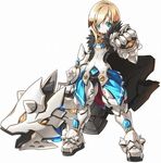  aqua_eyes armor blonde_hair chung_seiker clenched_hand duplicate elsword full_armor gauntlets greaves huge_weapon male_focus official_art ress serious solo weapon white_background 