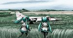  aircraft airplane camera fighter_jet hatsune_miku historical_event jet long_hair mig-25 military military_vehicle multiple_girls parody rxjx twintails viktor_ivanovich_belenko vocaloid 