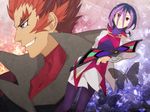  bangs butterfly droite droite_(yuu-gi-ou_zexal) eyebrows female gauche gauche_(yuu-gi-ou_zexal) heterochromia male multicolored_hair purple_hair red_hair two-tone_hair yu-gi-oh! yu-gi-oh_zexal yuu-gi-ou_zexal 