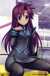  black_legwear dark_skin himukai_kyousuke melvina_advani muvluv muvluv_alternative panties panties_under_pantyhose pantyhose purple_hair solo underwear 