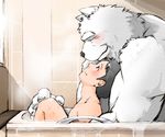  1boy animal_ears bara cum cum_in_ass furry male male_focus nude solo water yaoi 