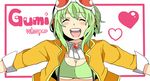  bad_id bad_pixiv_id blush chatubo goggles goggles_on_head green_hair gumi headphones heart jacket megpoid_(vocaloid3) open_mouth short_hair smile solo suspenders vocaloid 