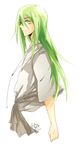  bunnyhana enkidu_(fate/strange_fake) fate/strange_fake fate_(series) green_eyes green_hair highres jewelry long_hair male_focus necklace robe simple_background solo white_background 