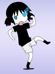  artist_request black_rock_shooter black_rock_shooter_(character) blue_eyes dancing grey_background kill_me_baby kill_me_dance parody simple_background solo 