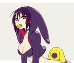  all_fours bikini_top chan_co choker darth_wooser doll food hood hoodie macaron mouth_hold open_mouth original purple_hair red_eyes wooser_(character) 