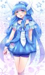  aoki_reika bad_id bad_pixiv_id blue blue_eyes blue_hair blue_skirt cure_beauty long_hair magical_girl meronpanna_(mikoniito) precure shorts shorts_under_skirt skirt smile smile_precure! solo star 