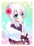  anceril_sacred blush flower hair_flower hair_ornament japanese_clothes looking_at_viewer meiya_neon original shirokami_project smile solo 