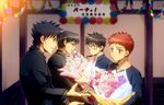  black_eyes black_hair blue_eyes blue_flower blue_rose bouquet carnival_phantasm emiya_kiritsugu emiya_shirou fate/stay_night fate/zero fate_(series) father_and_son flower glasses kara_no_kyoukai kokutou_mikiya male_focus multiple_boys pink_flower pink_rose raglan_sleeves red_flower red_hair red_rose rose setta_(tokinon) toono_shiki tsukihime type-moon yellow_eyes yellow_flower yellow_rose 