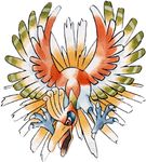  game_freak ho-oh lowres nintendo no_humans official_art pokemon pokemon_(game) pokemon_crystal pokemon_gold_and_silver pokemon_gsc sugimori_ken 