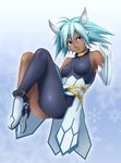 aqua_hair asymmetrical_clothes bare_shoulders celsius_(tales) dark_skin elbow_gloves gloves impossible_clothes red_eyes shoes snowflakes solo tales_of_(series) tales_of_xillia thor_(deep_rising) white_gloves 