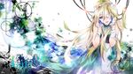  bandages blonde_hair blue_dress blue_eyes dress eyepatch headphones lily_(vocaloid) long_hair music open_mouth singing solo tyouya very_long_hair vocaloid 