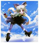 ahoge animal_ears black_legwear boots breath cloud day flying gloves heart ishikkoro leaning_forward looking_at_viewer mouse mouse_ears mouse_tail nazrin open_mouth pantyhose red_eyes scarf short_hair silver_hair sky smile snowflakes solo tail touhou valentine 