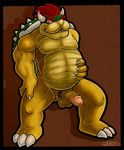  anthro balls belly biceps big_muscles big_penis bowser chubby claws cock_ring dredd erection hair horn koopa looking_at_viewer male mario_bros muscles nintendo nude open_mouth overweight penis plain_background red_eyes red_hair reptile scalie shell short_hair smile solo spikes teeth thick_penis tongue turtle vein video_games 