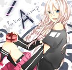  bad_id bad_pixiv_id blonde_hair blue_eyes braid character_name gift heart hiiro ia_(vocaloid) long_hair off_shoulder open_mouth pink_hair single_thighhigh skirt smile solo thigh_strap thighhighs twin_braids valentine vocaloid 