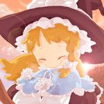  capelet closed_eyes face happy hat highres kirisame_marisa smile solo suiyou_taruta touhou witch witch_hat 