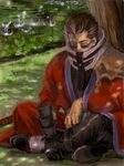  arisue_kanako auron black_hair closed_eyes final_fantasy final_fantasy_x male_focus sitting sleeping sleeping_upright solo sunglasses tree 