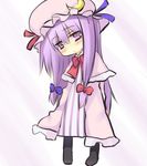  arms_behind_back bad_id bad_pixiv_id blush crescent hat head_tilt long_hair looking_at_viewer patchouli_knowledge purple_eyes purple_hair solo touhou unjou_takehiro very_long_hair 