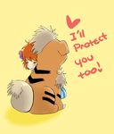  &hearts; blush cute female fur growlithe hair hug human mammal markings nintendo orange orange_fur orange_hair otani012 plain_background pok&#233;mon pok&eacute;mon stripes video_games yellow_background young 