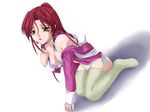  bra breasts flay_allster gundam gundam_seed gundam_seed_destiny kneeling panties red_hair stocking thighhighs tits underwear 