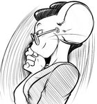  anthro big_ears black_and_white black_hair black_nose bust chonmage clothing eyewear gang_xi_siyu glasses hair headshot japanese_clothing kangaroo_rat kimono male mammal monochrome plain_background portrait pose rodent silk siyu solo white_background 