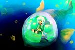  barreleye_fish braid fish highres holographic_interface ia_(vocaloid) keyboard_(computer) long_hair mitu-yuki navel sitting space star twin_braids vocaloid white_hair 