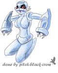  blue breasts female kneeling metang nintendo pitch-black-crow pok&#233;mon pok&eacute;mon red_eyes solo video_games 