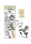  4koma akemi_homura bag black_hair blue_hair check_translation chibi comic dental hair_ornament hairband hairclip highres i'm_such_a_fool kill_me_baby kyubey long_hair mahou_shoujo_madoka_magica miki_sayaka multiple_girls pantyhose parody punching school_uniform short_hair soul_gem too_bad!_it_was_just_me! translated translation_request |_| 