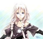  :d choker highres ia_(vocaloid) kem_kem long_hair multicolored multicolored_eyes off_shoulder open_mouth silver_hair smile solo vocaloid 