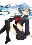  :p aqua_eyes aqua_hair arm_support crossed_legs floating_hair hatsune_miku highres long_hair midriff navel nobinonki school_uniform serafuku shiny shiny_skin simple_background sitting skirt solo thighhighs tongue tongue_out twintails unfastened vocaloid white_background 