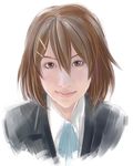  brown_eyes brown_hair hirasawa_yui k-on! looking_at_viewer portrait realistic short_hair shoumaru_(gadget_box) solo upper_body white_background 