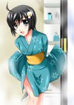  araragi_tsukihi black_eyes black_hair japanese_clothes kimono knife monogatari_(series) nisemonogatari otoki_raku short_hair solo when_you_see_it yandere 