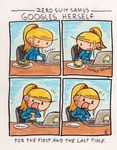  blonde_hair chibi chris_furniss comic computer english food internet laptop meta metroid open_mouth ponytail samus_aran sandwich truth zero_suit 