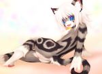  2016 anthro bell_collar blue_eyes breasts butt cat collar feline female hair karin looking_at_viewer mammal nude open_mouth simple_background solo tetetor-oort white_hair 