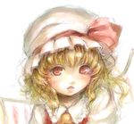  ascot blonde_hair face flandre_scarlet hat highres madaragi portrait red_eyes sketch solo touhou wings 