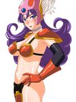  armor blue_eyes breasts chunsoft dragon_quest dragon_quest_iii enix gloves helmet mugen_kousatsu purple_hair shoulder_guards sideboob soldier_(dq3) underboob 