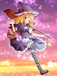  bad_id bad_pixiv_id basket blush broom hat kirisame_marisa meiya_neon one_eye_closed open_mouth solo star striped striped_legwear thighhighs touhou witch_hat yellow_eyes 